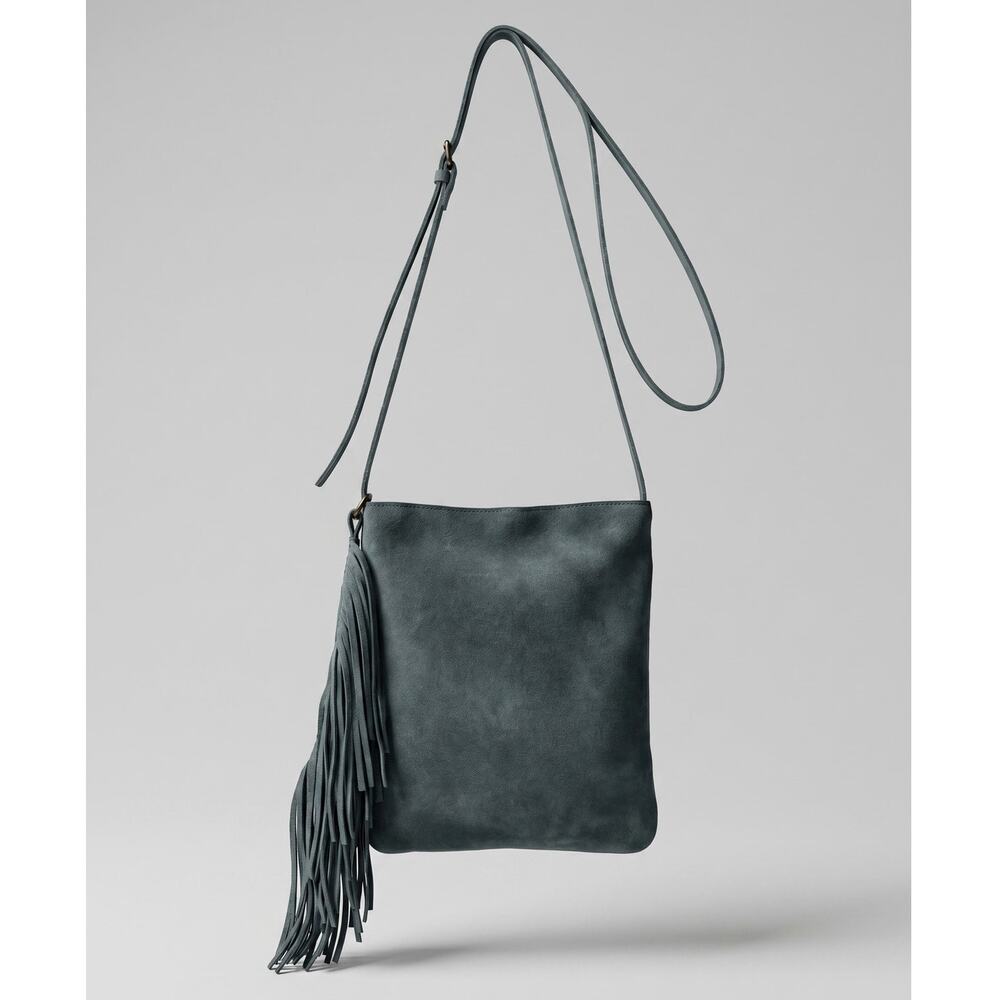 Lucky Brand Womens OS Boho Western Festival Suede Leather Fringe Crossbody Bag